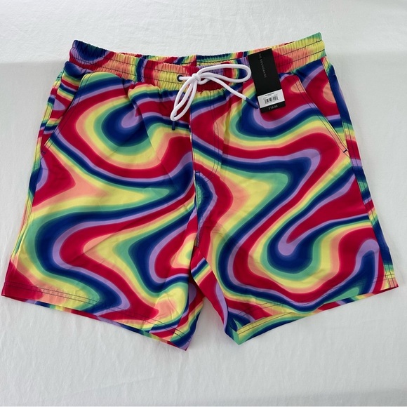 No Boundaries ALL GENDER Fluidity Psychedelic PRIDE Lounge Shorts Medium NWT - Picture 1 of 5